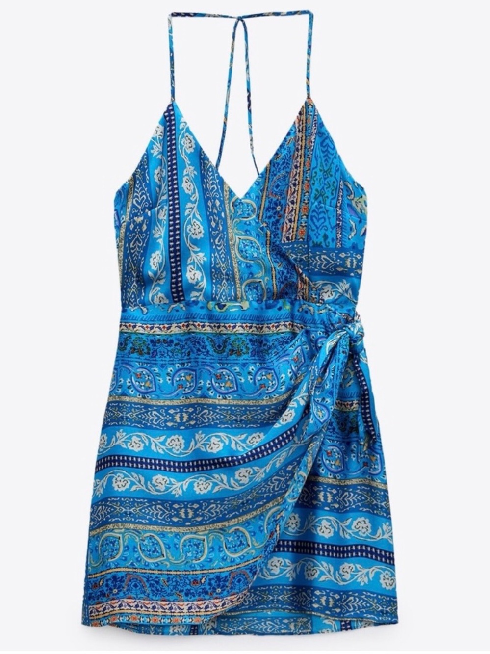 ZARA Blue Paisley Hankerchief dress       SIZE MEDIUM - Picture 2 of 4